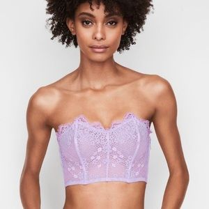 Victoira’s Secret Purple Mesh Floral Eyelash Lace Corset Bustier Bralette